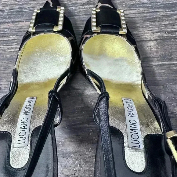 Luciano Padovan Made in ITALY Black & Beige Heeled Pumps Sandals size 39 - Picture 11 of 16